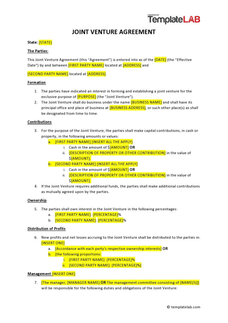 Teaming Agreement Template Sample