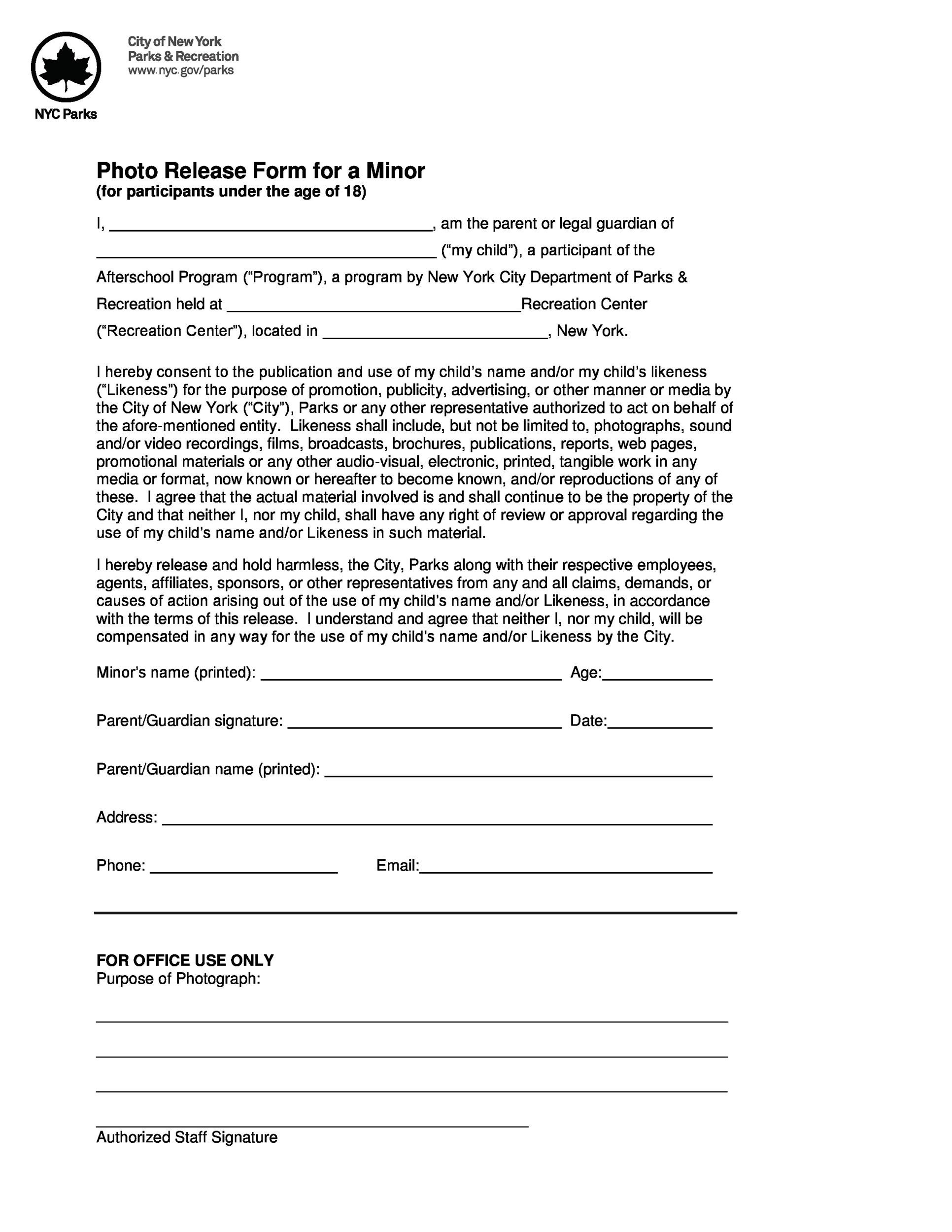 53 Standard Photo Release Forms [Free] ᐅ Templatelab throughout Photo Release Form Template Sample