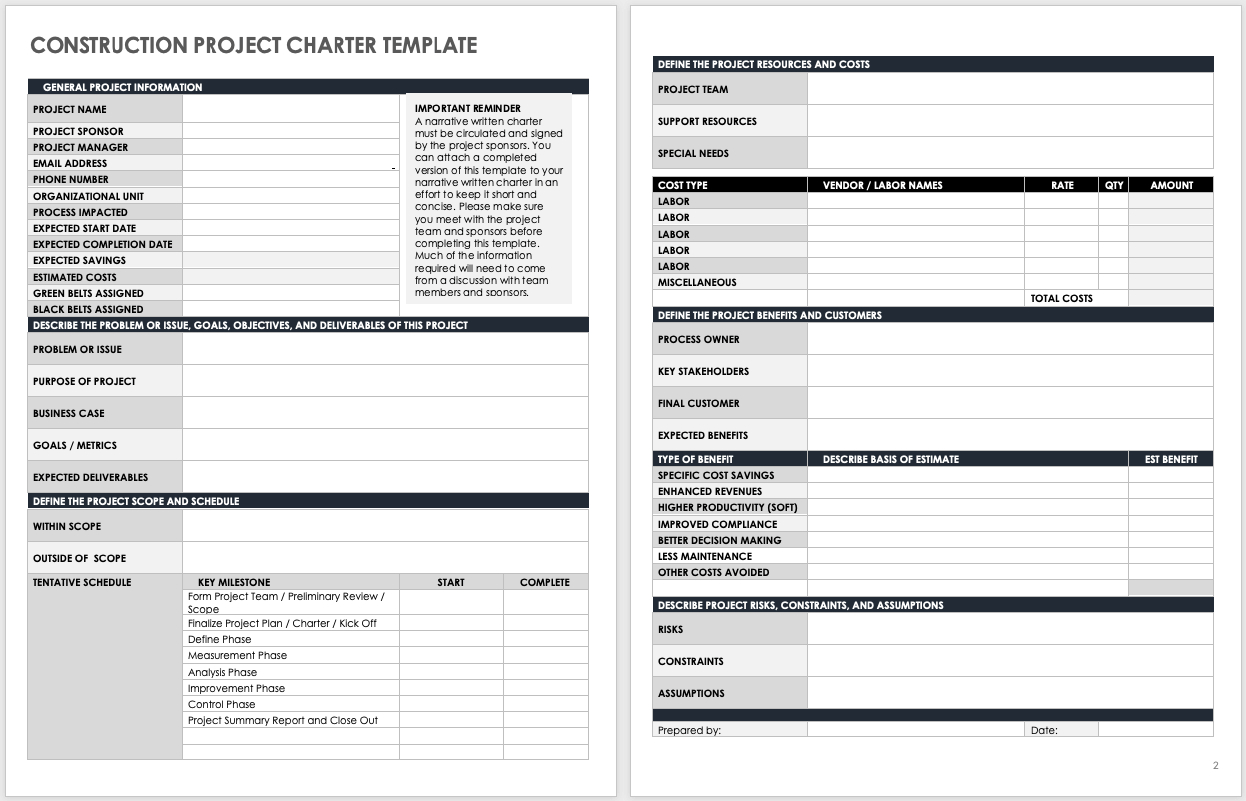 6 Free Project Charter Templates With Expert Tips | Smartsheet in Project Templates Sample