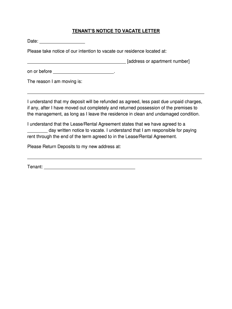 60 Day Notice To Vacate Template: Fill Out &amp;amp; Sign Online | Dochub in 60-Day Notice Letter Sample Template