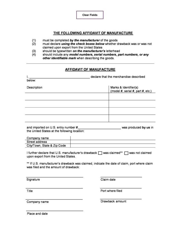 Affidavit Sample Template