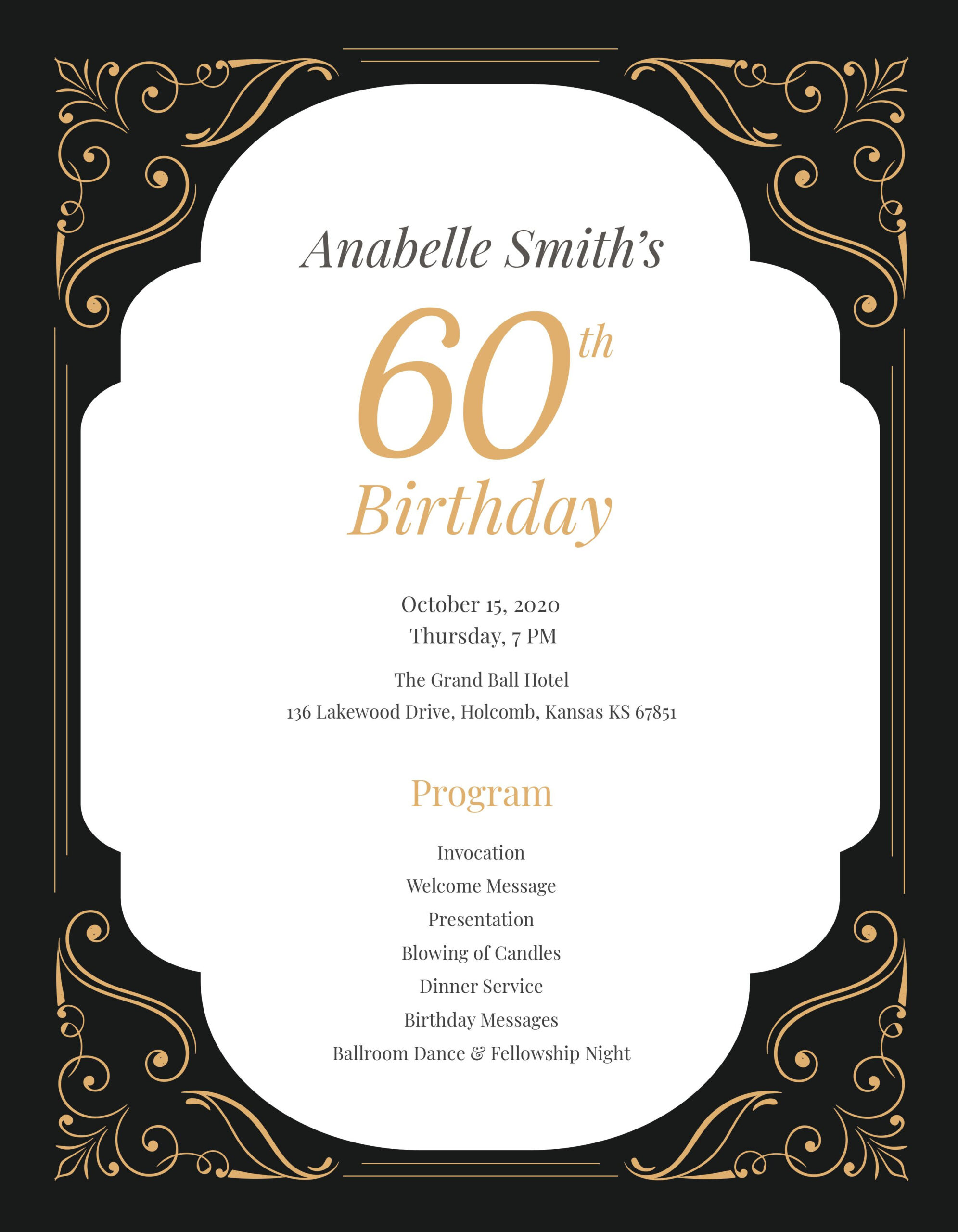 60Th Birthday Program Template In Psd, Illustrator, Pages in Birthday Party Program Sample Template