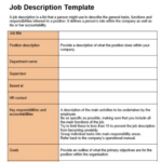 7 Free Job Description Template For Word Examples Throughout Job Description Template Sample Free