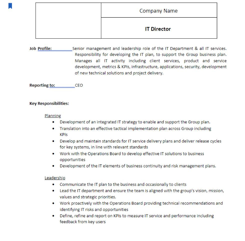 7 Free Job Description Template For Word Examples throughout Job Description Template Sample Free