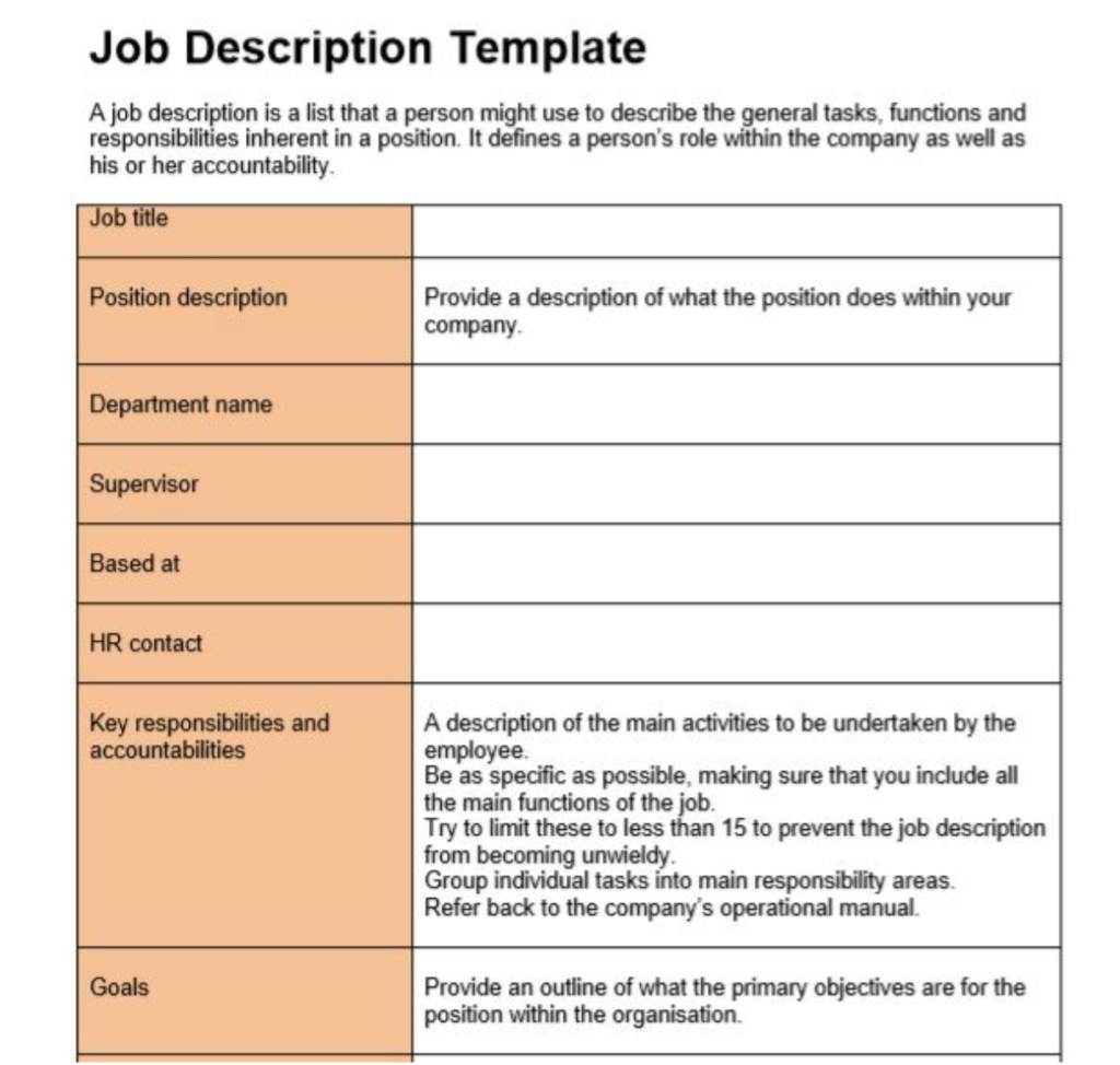 7 Free Job Description Template For Word Examples throughout Job Description Template Sample Free