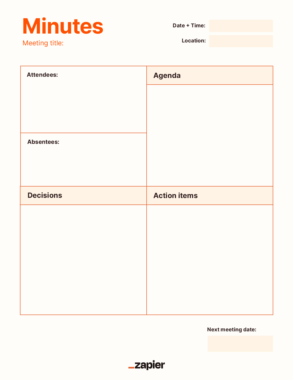 7 Meeting Minutes Templates For More Productive Meetings | Zapier for Minute Taking Sample Template