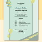 70Th Birthday Program Template In Photoshop, Illustrator, Pages Regarding Birthday Party Program Sample Template