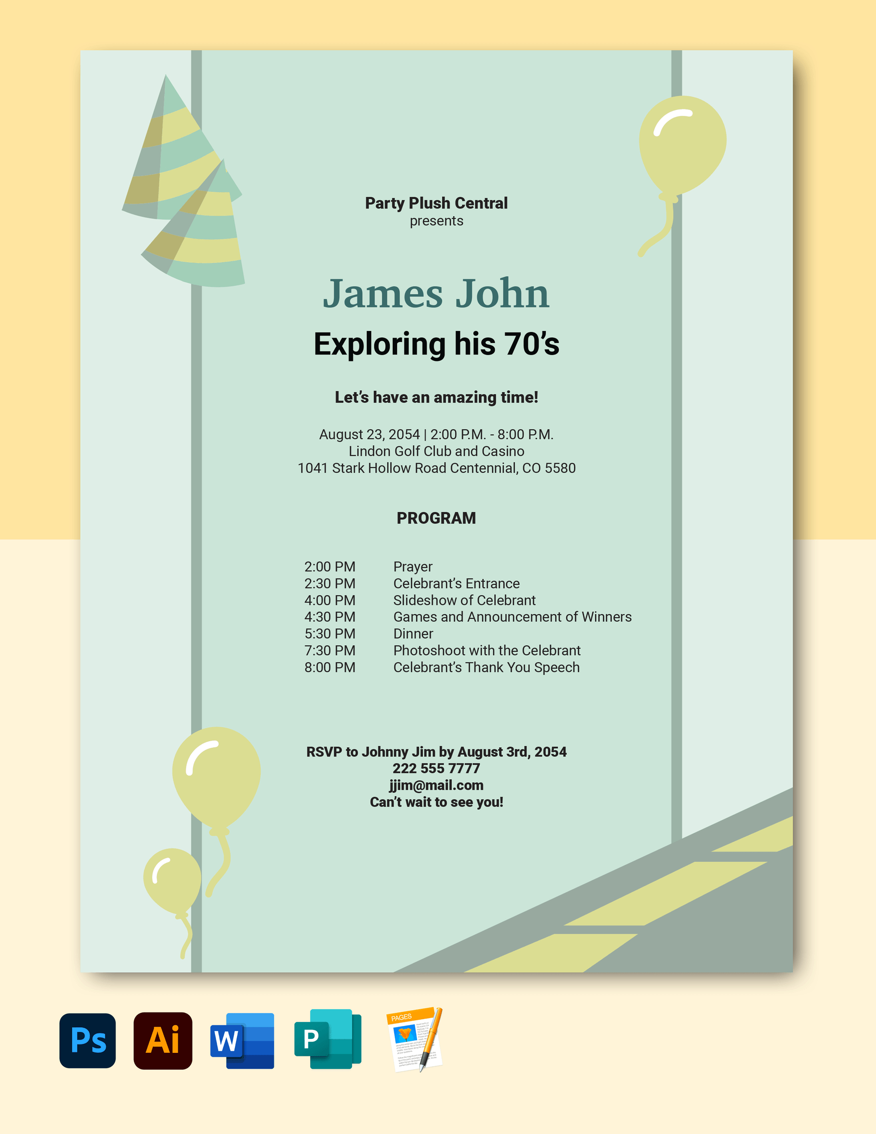 70Th Birthday Program Template In Photoshop, Illustrator, Pages regarding Birthday Party Program Sample Template