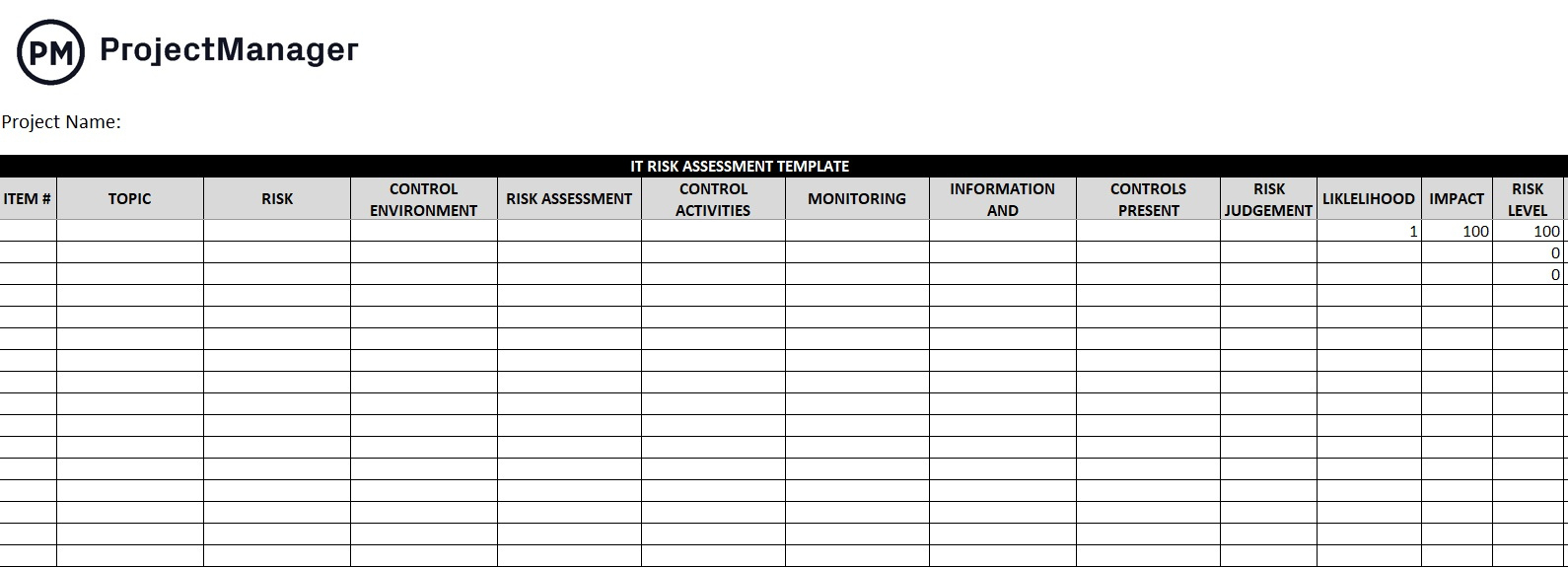 8 Free Risk Management Templates For Excel intended for Risk Assessment Sample Template