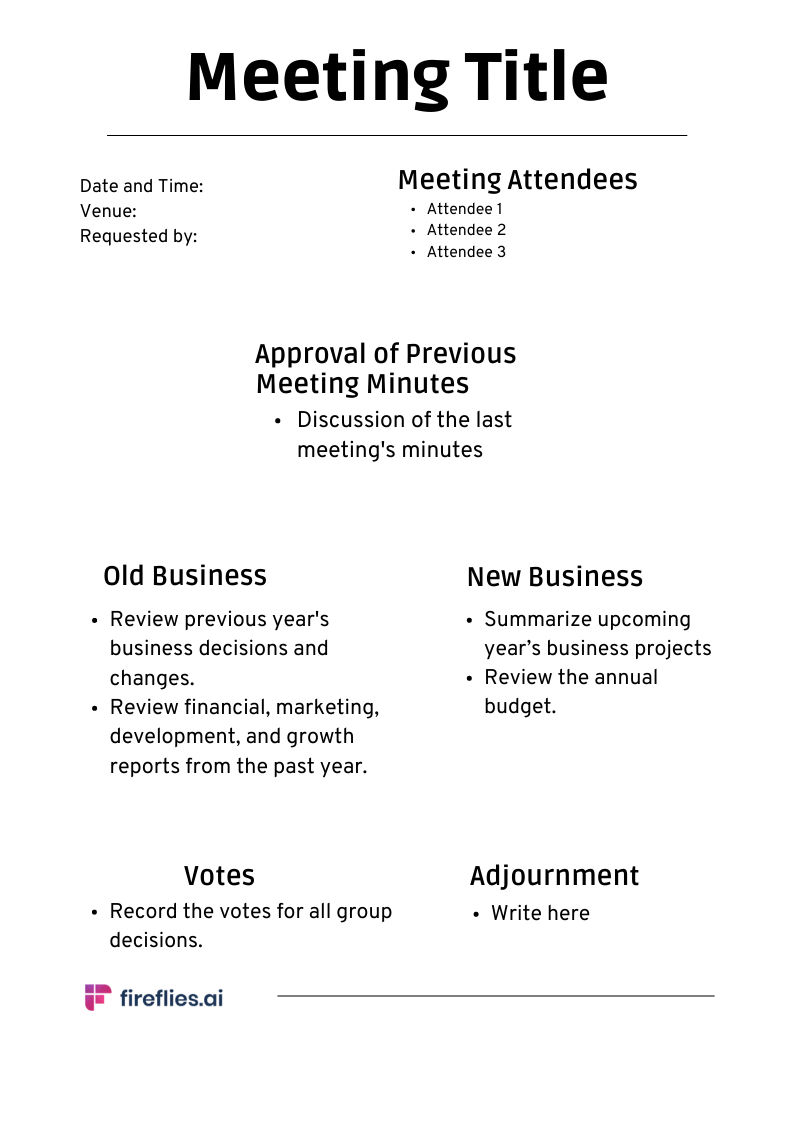 9 Meeting Minutes Templates For Every Type Of Meeting You&amp;#039;Ll Ever Have in Business Meeting Minutes Sample Template