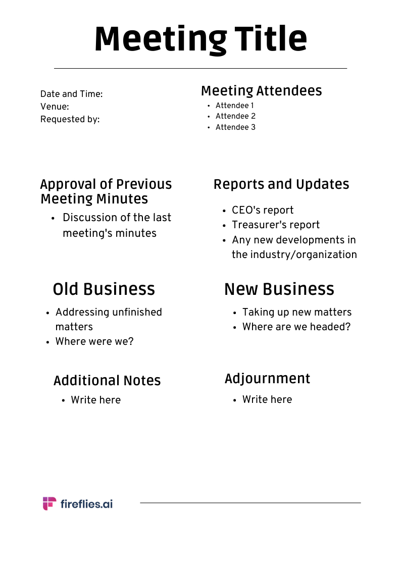 9 Meeting Minutes Templates For Every Type Of Meeting You&amp;#039;Ll Ever Have inside Board Meeting Minutes Template Sample