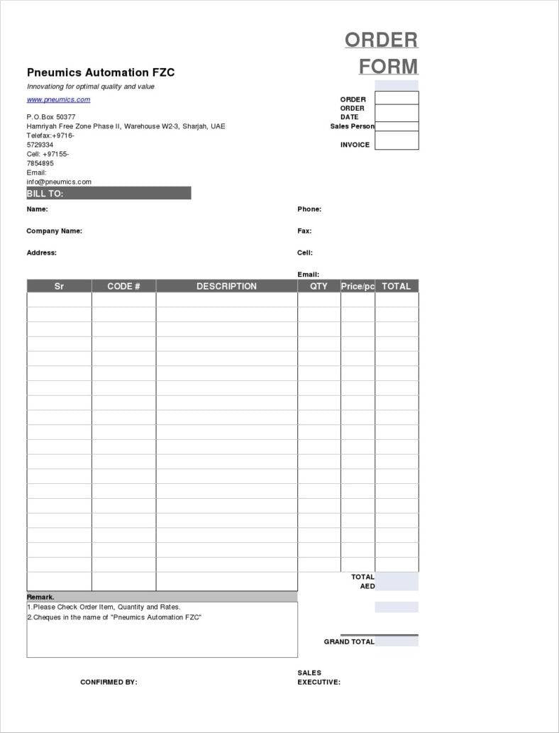 9+ Sales Order Form Templates Free Samples, Examples Formats Download throughout Sales Order Form Sample Template