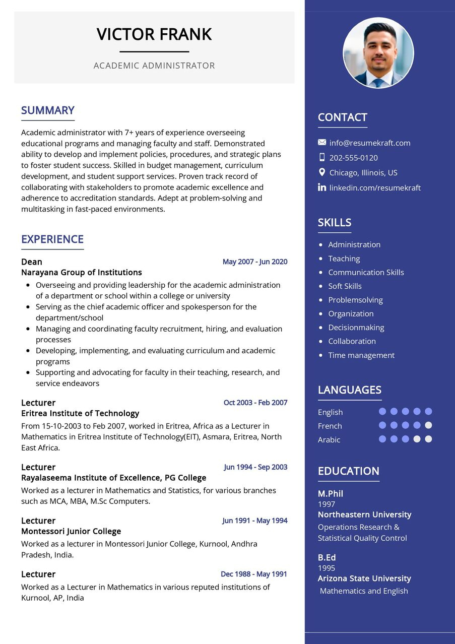 Academic Administrator Cv Sample In 2024 - Resumekraft pertaining to Sample Academic Cv Template