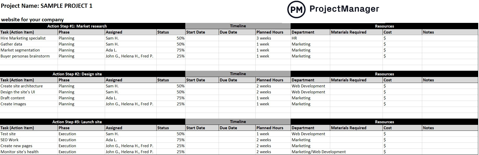 Action Plan Template For Excel (Free Download) - Projectmanager inside Action Plan Template Sample