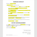 Affidavit Of Marriage, Affidavit Of Marriage Template, Marriage For Affidavit Of Support For Married Couple Sample Template