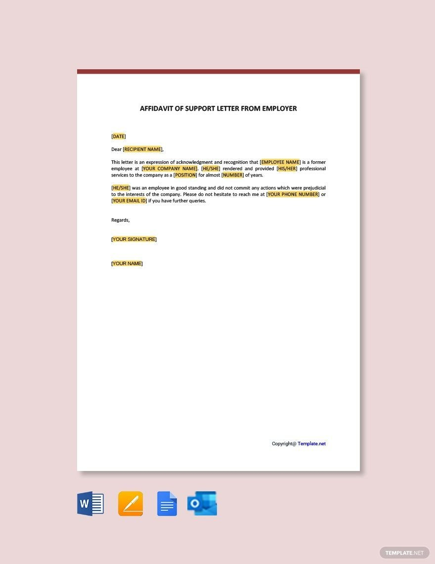 Affidavit Of Support Templates In Word - Free Download | Template regarding Affidavit of Support for Married Couple Sample Template