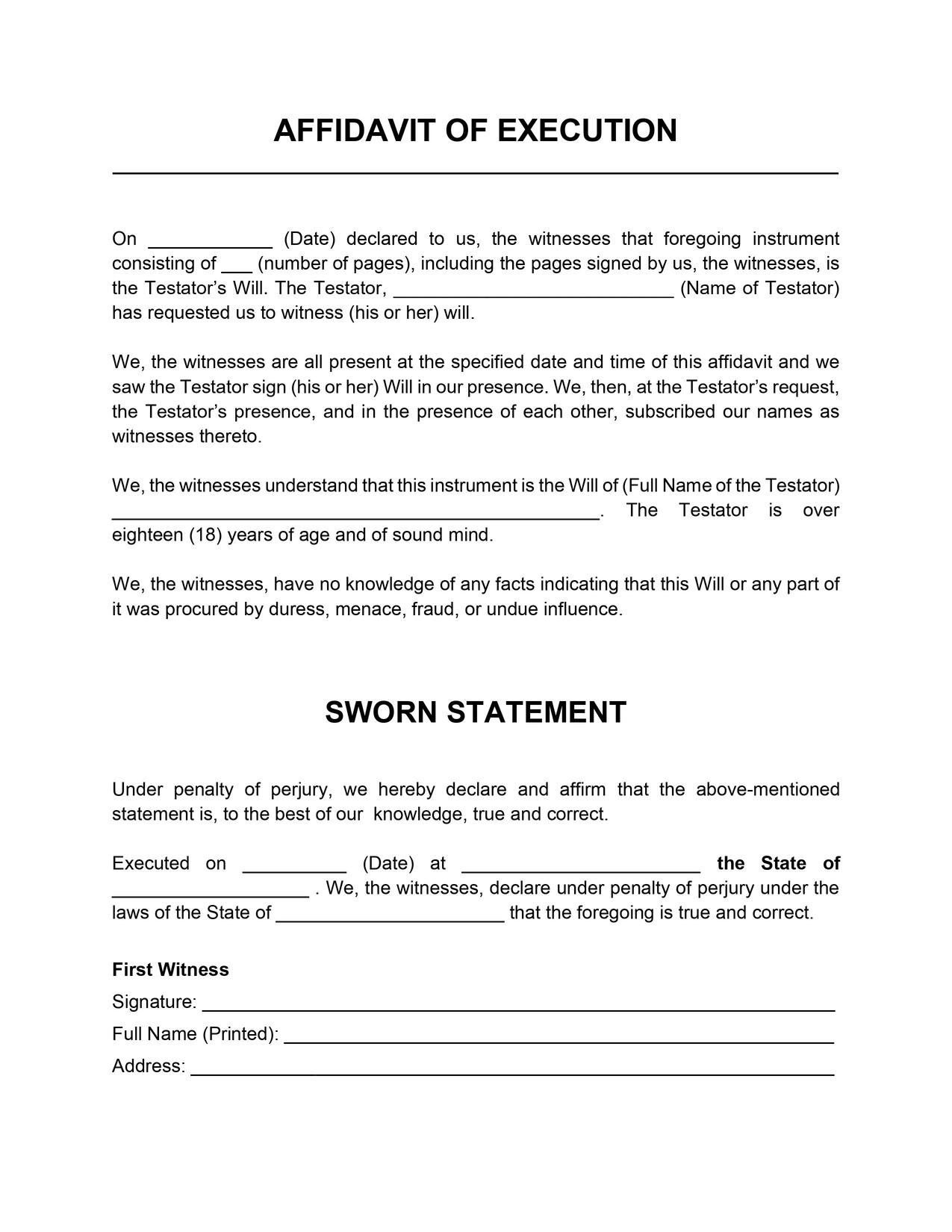 Affidavit Template intended for Affidavit Sample Template