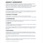 Agency Agreement Template   Free To Use Inside Agency Agreement Template Sample