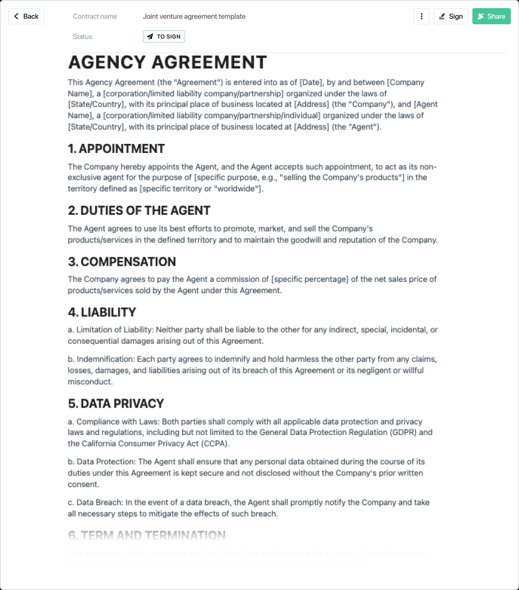 Agency Agreement Template - Free To Use inside Agency Agreement Template Sample