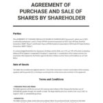 Agreement Of Purchase And Sale Of Sharesshareholder Template In Share Purchase Agreement Sample Template