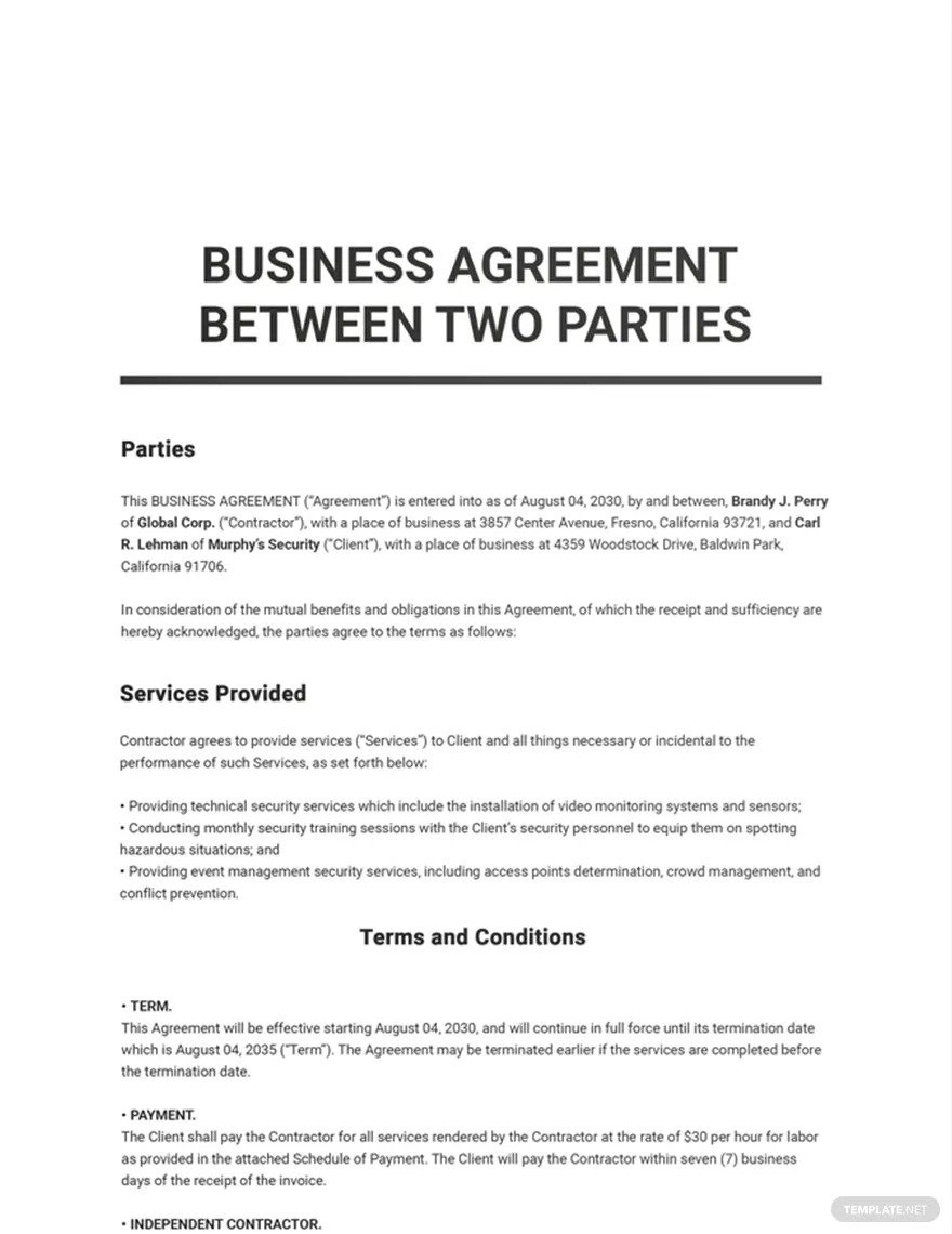 Agreement - What Is An Agreement? Definition, Types, Uses intended for Sample Agreement Between Two Parties Template