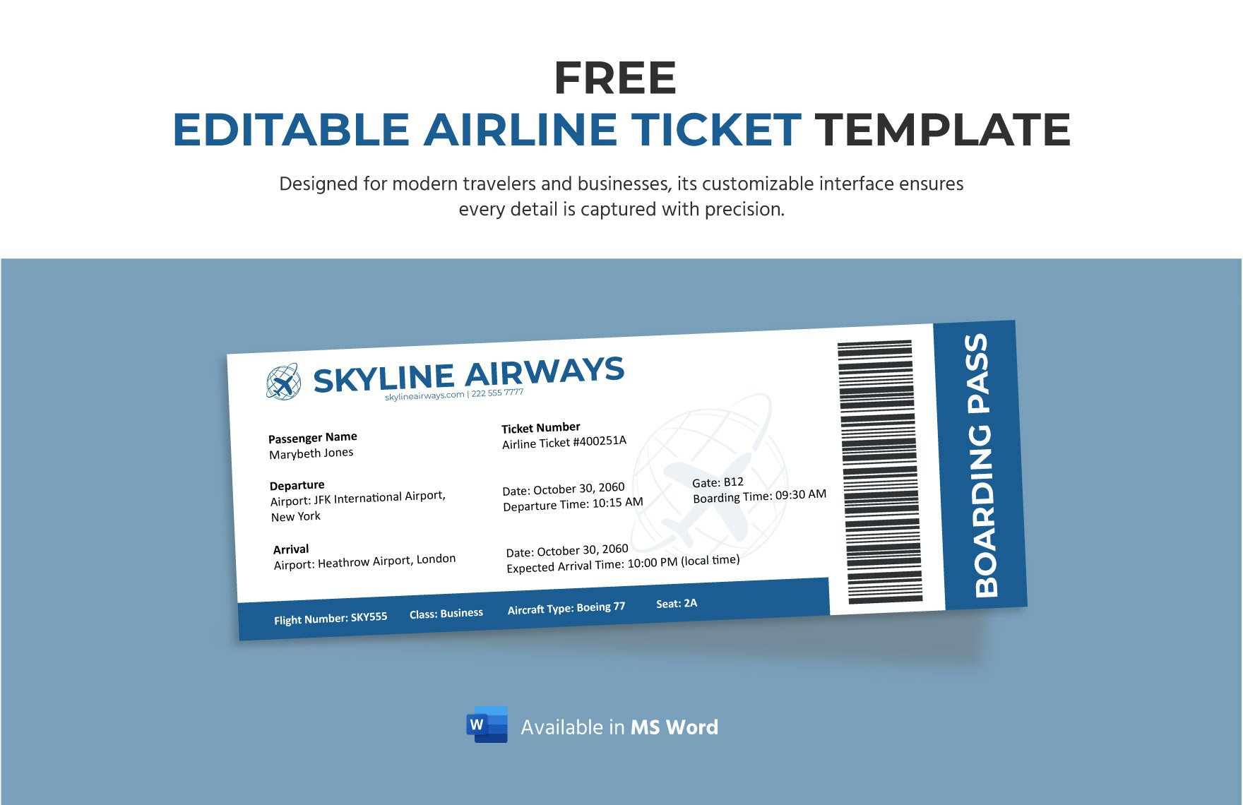 Airline Ticket Templates In Pdf - Free Download | Template with Plane Ticket Sample Template