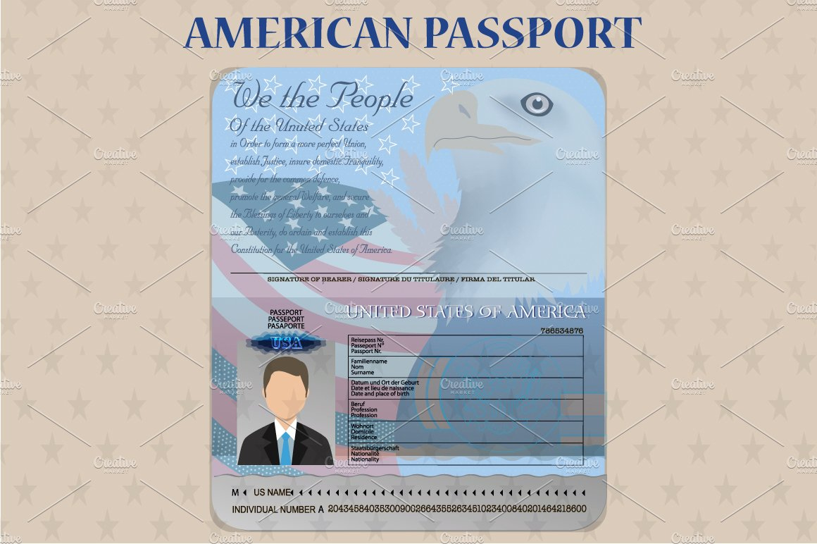 American Open Passport Vector throughout Editable Blank Us Passport Sample Template