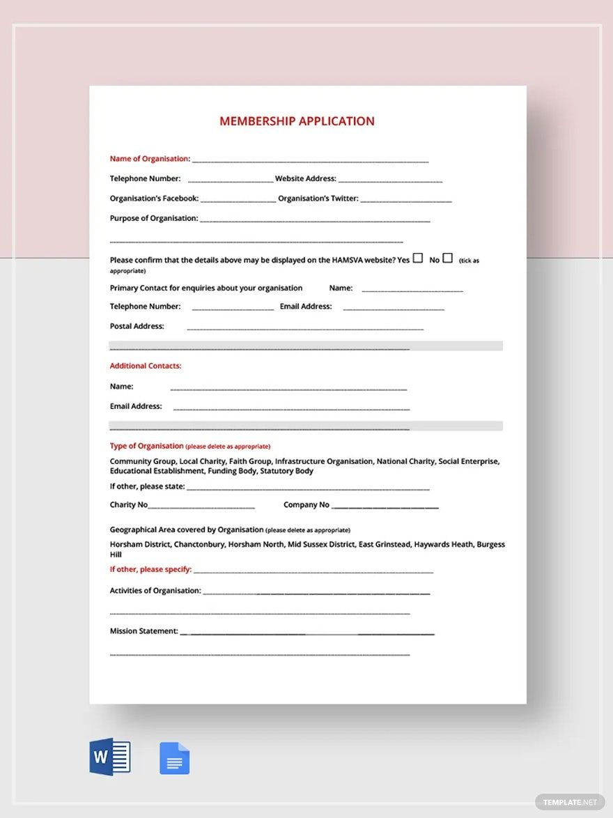 Application Form Templates In Google Docs - Free Download throughout Sample Application Template