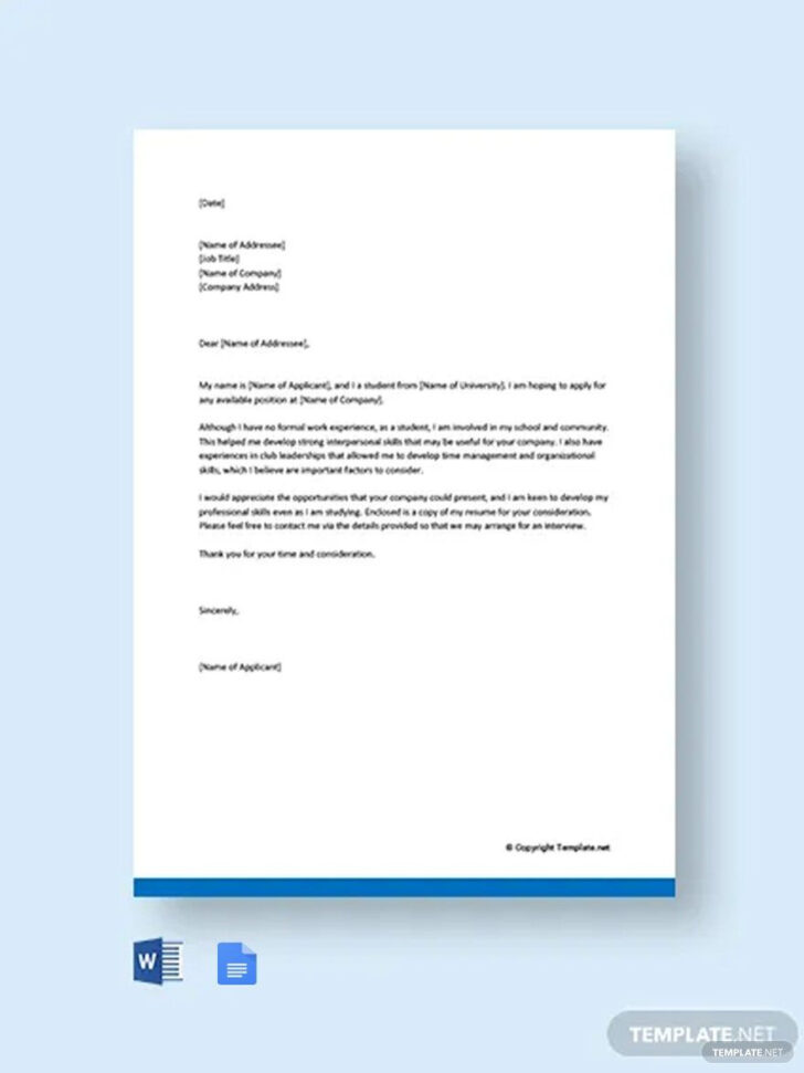 Application Letter Sample for Any Position Template