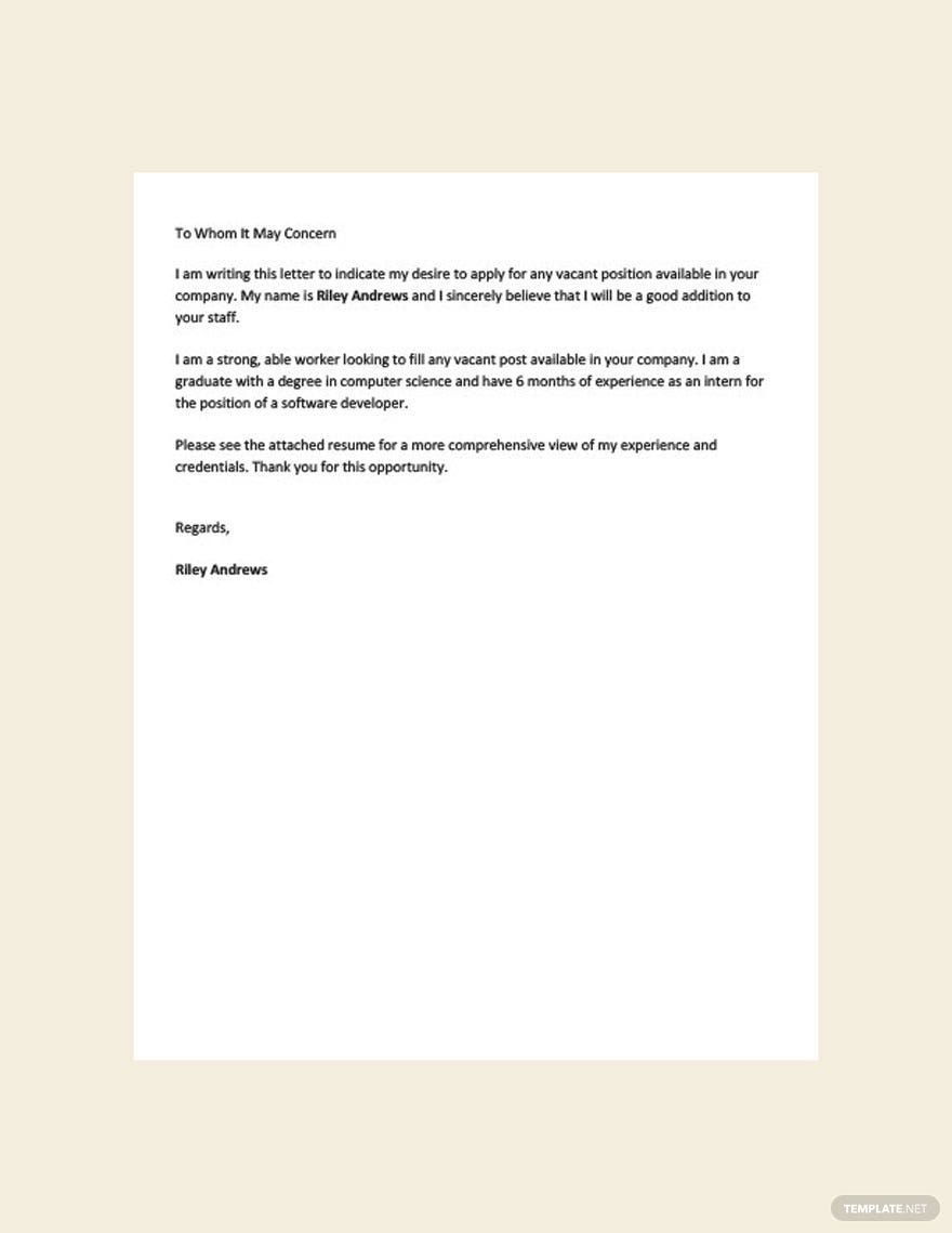 Application Letter Template For Any Position In Google Docs, Word inside Application Letter Sample for Any Position Template