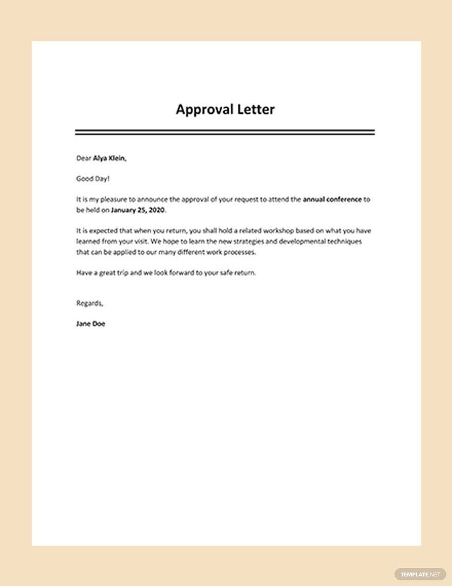 Approval Letter Templates In Pdf - Free Download | Template with Sample Approval Email Template