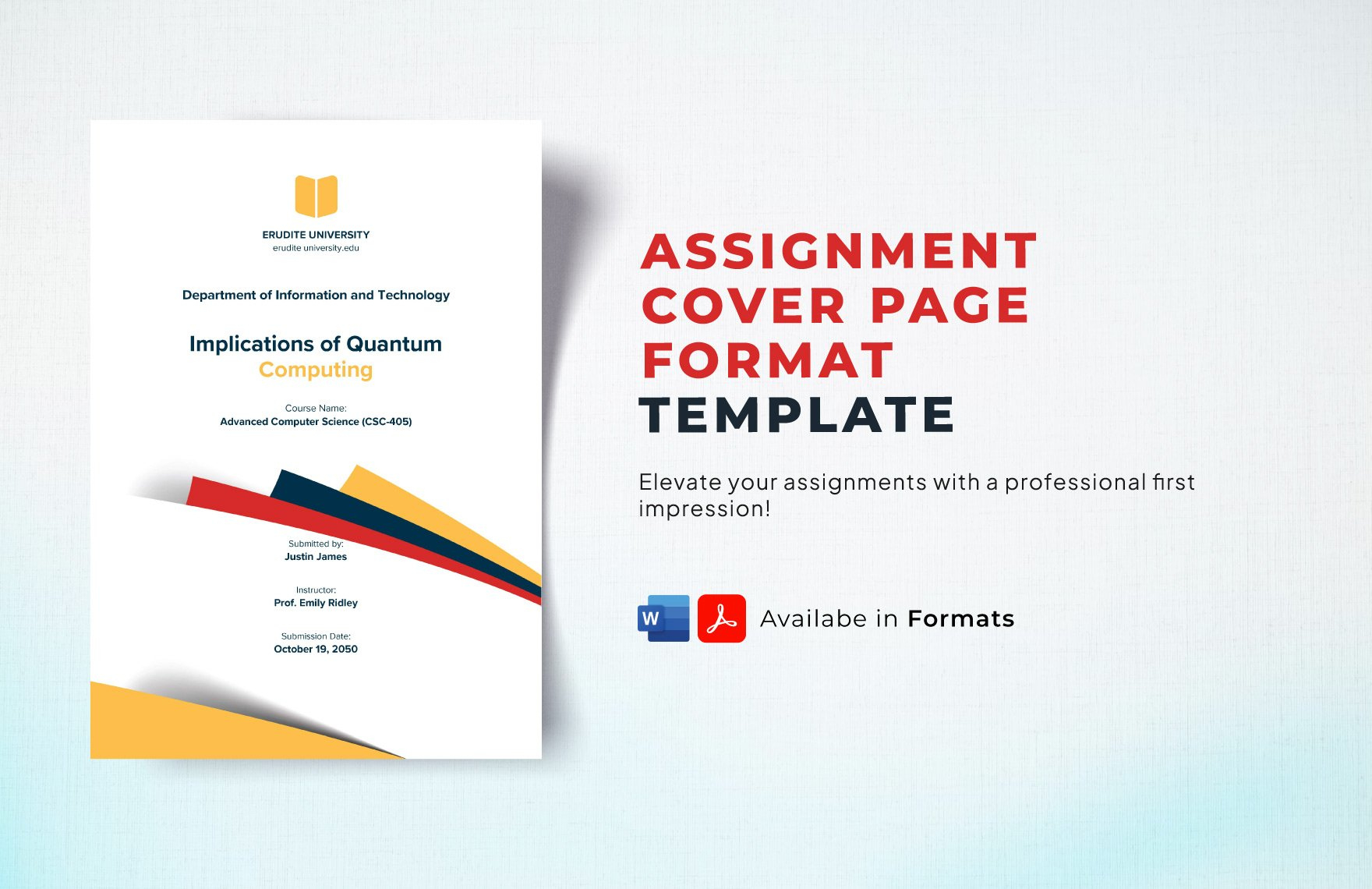 Assignment Cover Page Template In Pdf, Word - Download | Template intended for Assignment Cover Page Sample Template