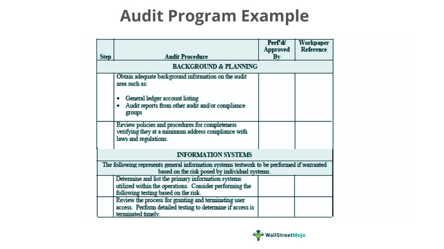 Audit Program - Meaning, Objectives, Types, Samples for Sample Audit Plan Template