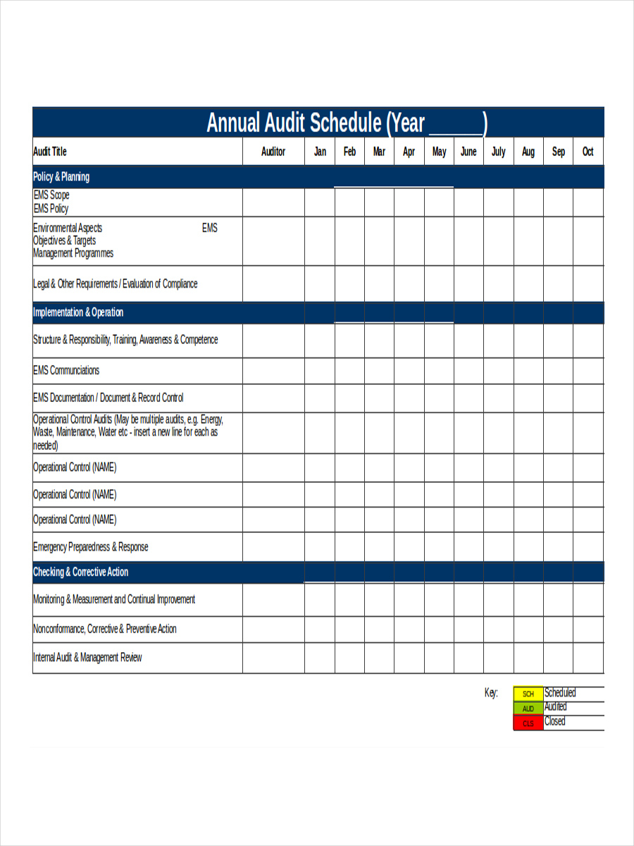 Audit Schedule - 12+ Examples, Format, Pdf regarding Audit Plan Schedule Sample Template