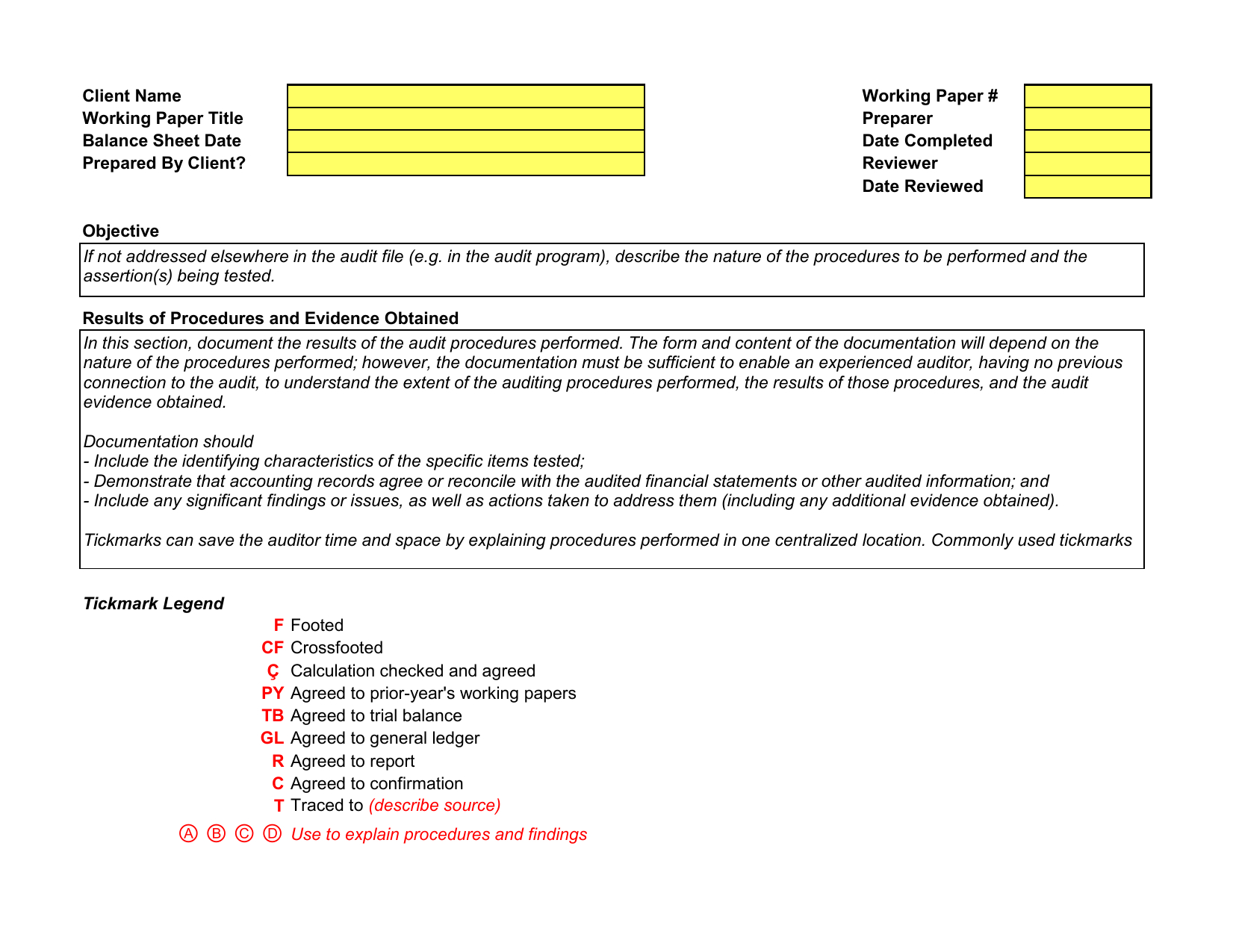 Audit Working Paper Template throughout Sample Audit Working Papers Template