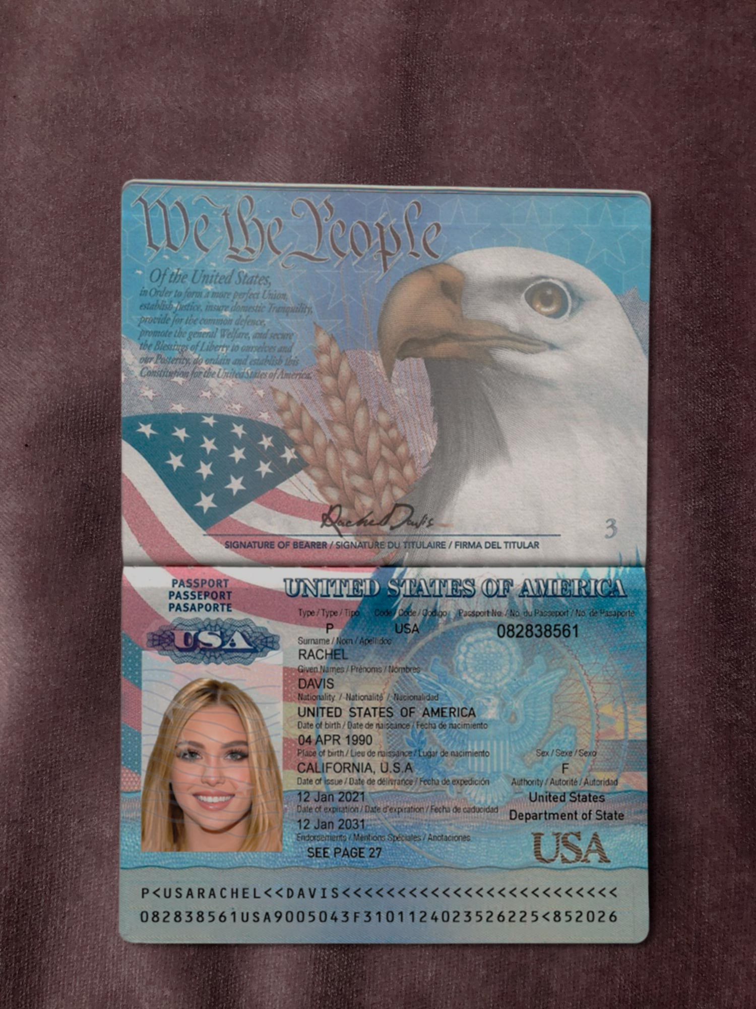 Editable Blank US Passport Sample Template | Template Samples