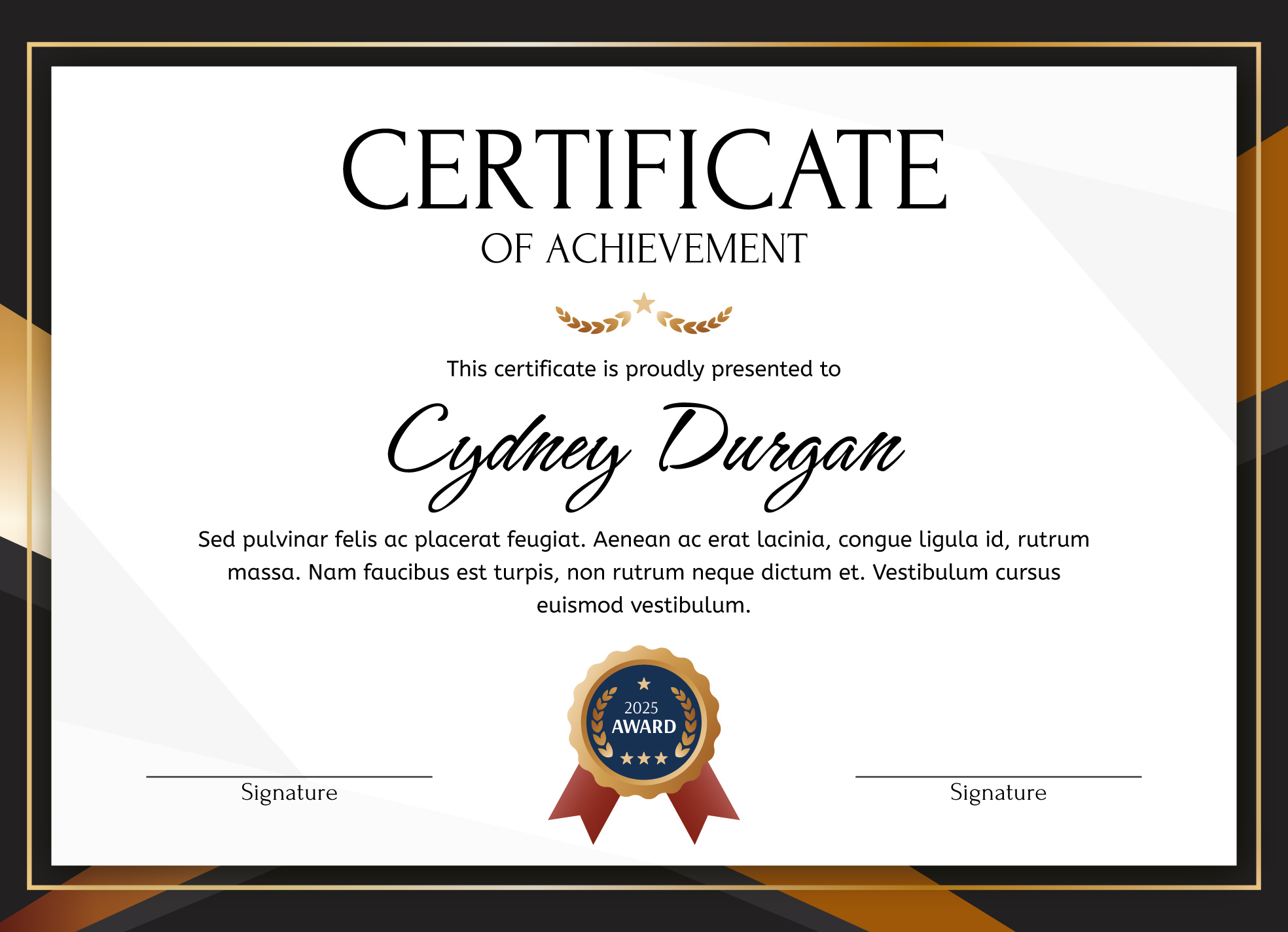 Award Certificate Free Google Docs Template - Gdoc.io with Award Certificate Template Sample