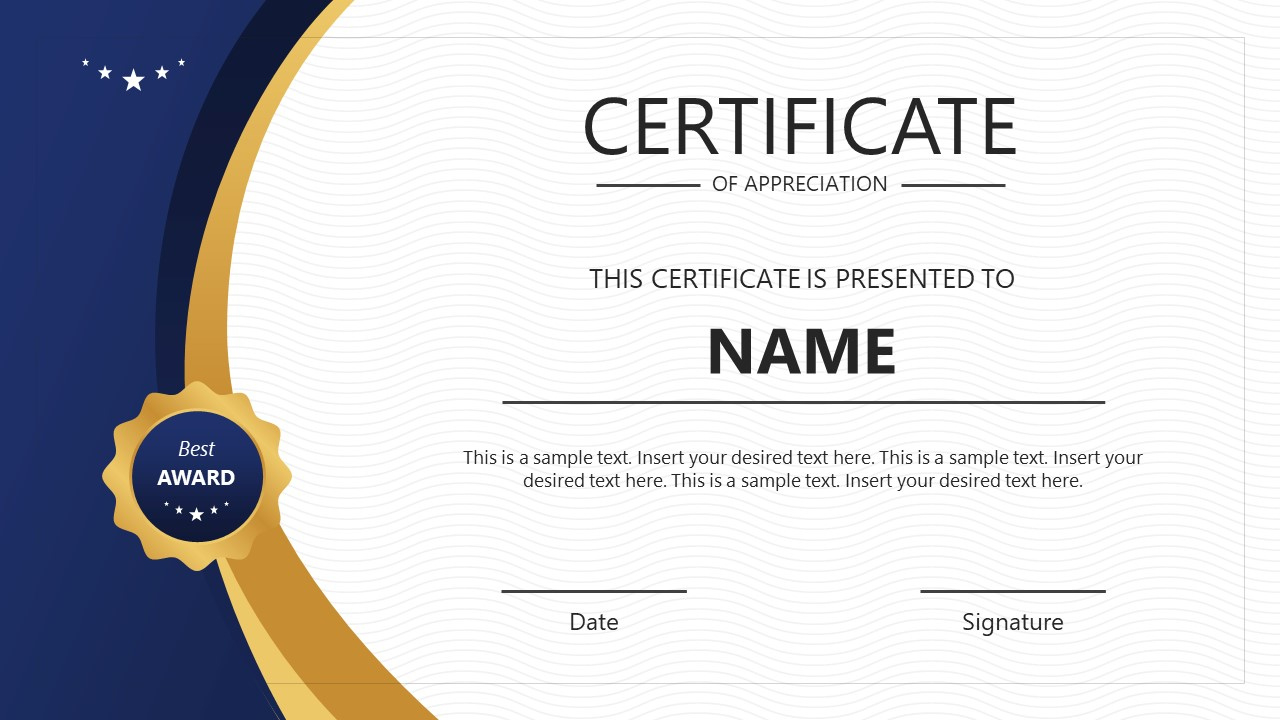 Award Certificate Template For Powerpoint in Award Sample Templates