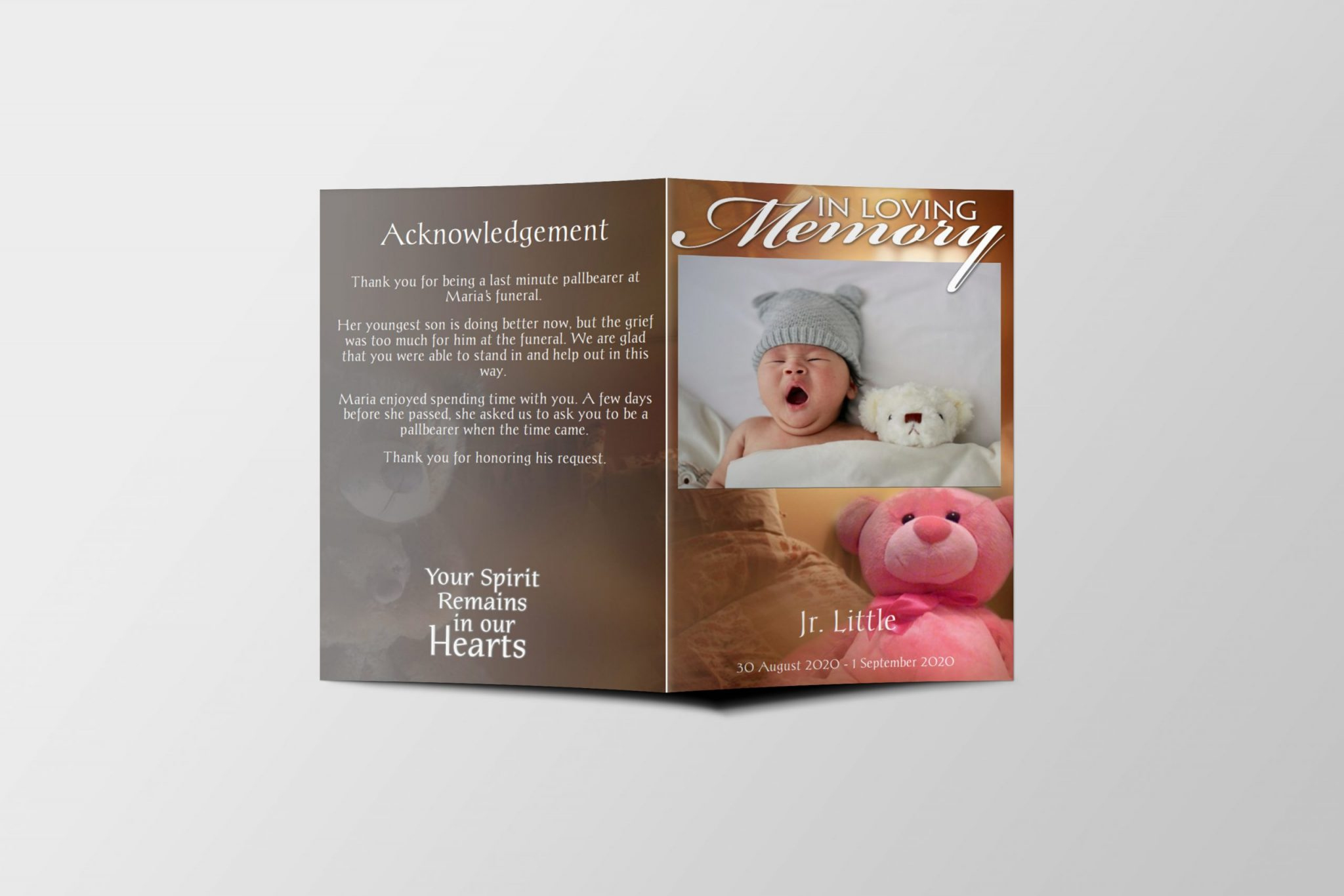 Baby Funeral Program Template intended for Funeral Program Template Sample