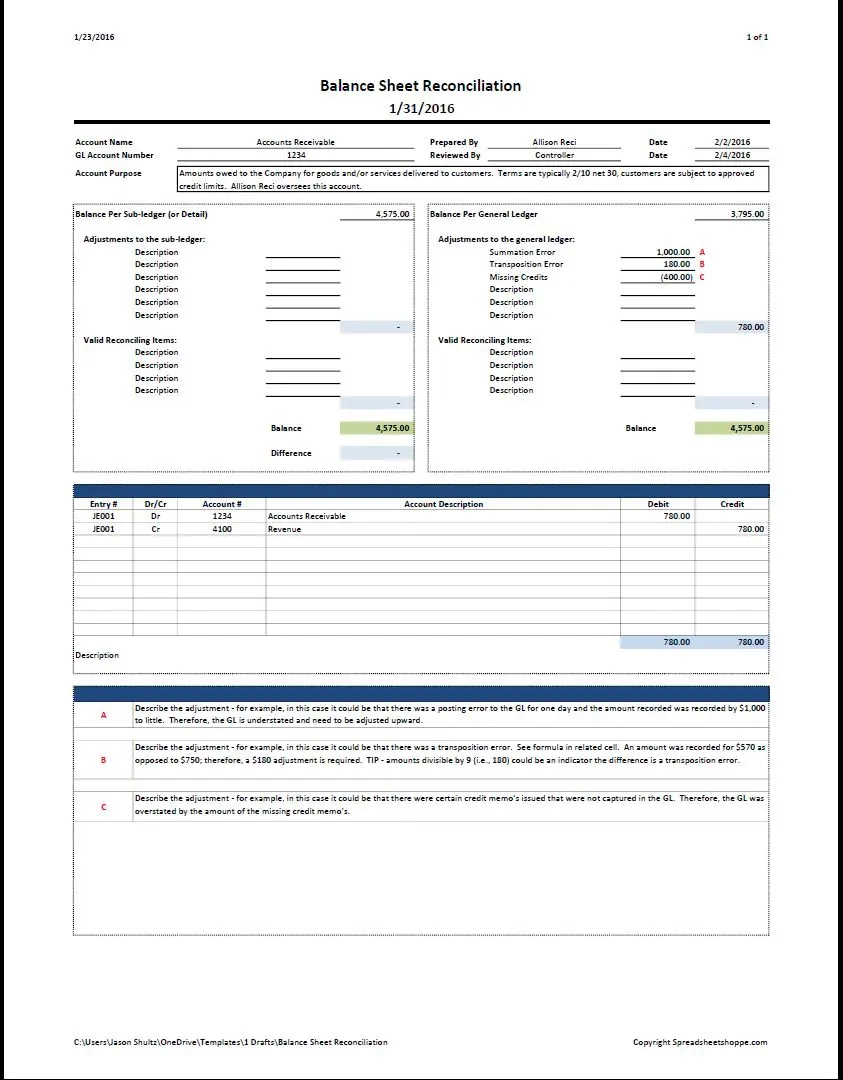 Balance Sheet Reconciliation Template - Https://Www within Sample Balance Sheet Reconciliation Template