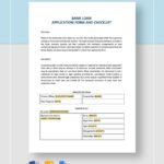 Bank Loan Application Form And Checklist For Restaurant Template For Loan Application Form Sample Template