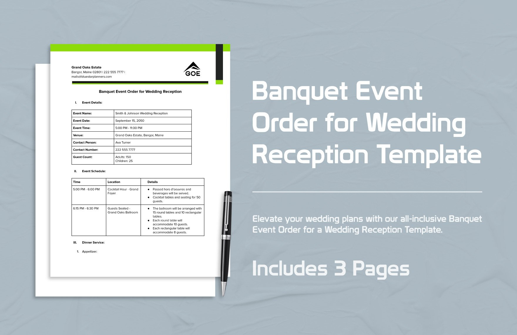 Banquet Event Order (Beo) Templates In Google Docs - Free Download in Sample Beo Template