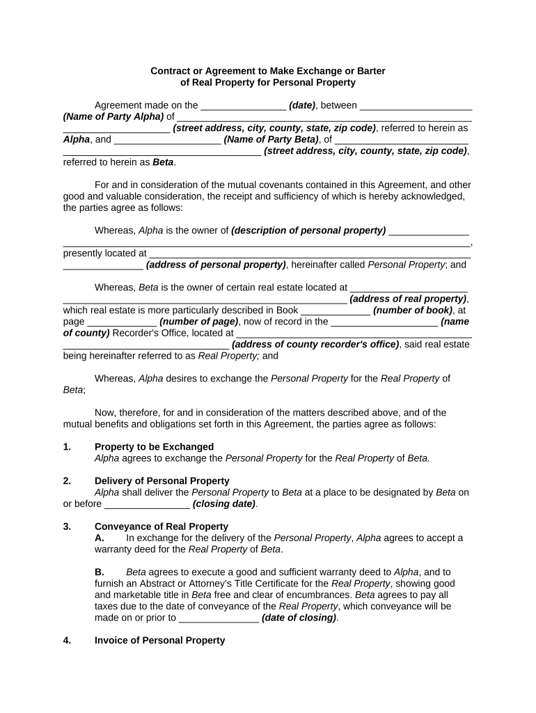 Barter Agreement Template: Fill Out &amp;amp; Sign Online | Dochub inside Sample Barter Agreement Template