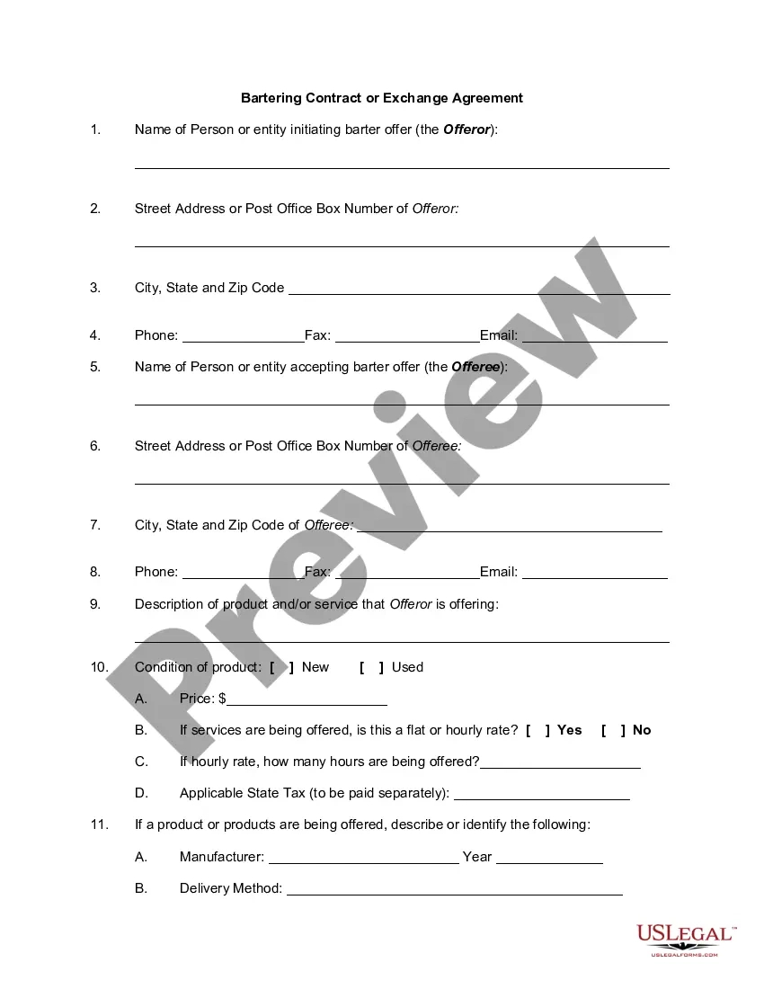 Bartering Contract Or Exchange Agreement - Barter Agreement | Us throughout Sample Barter Agreement Template