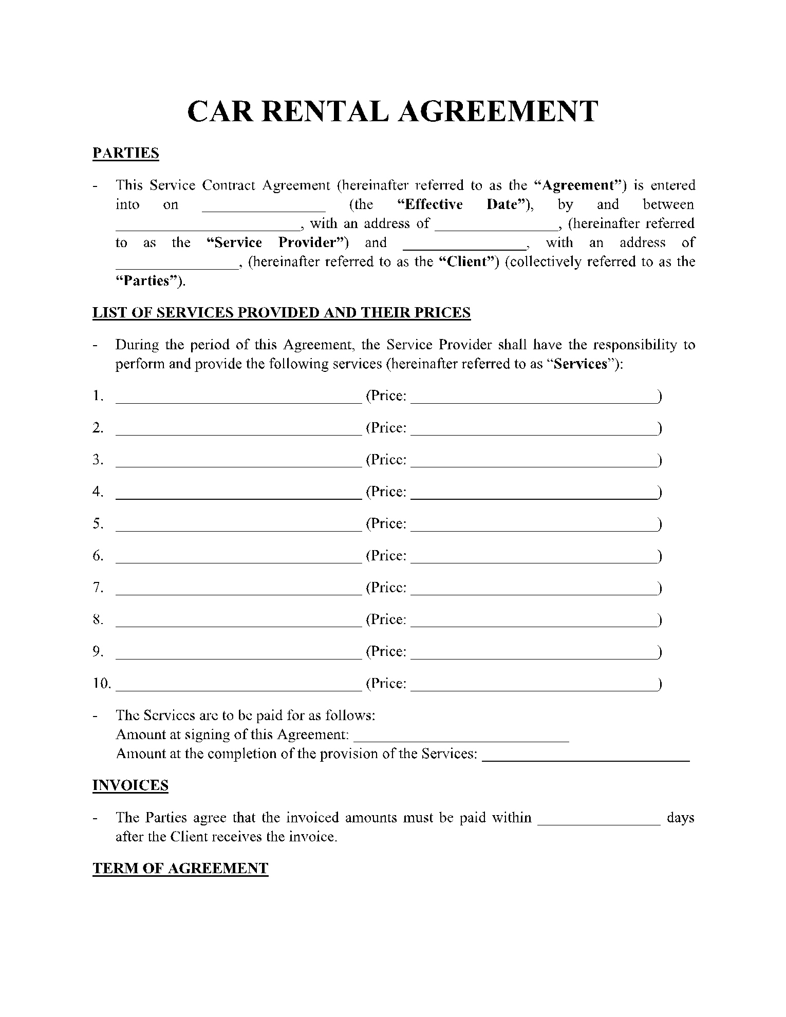 Best Car Rental Agreement Template In 2021 - Cocosign inside Car Lease Agreement Sample Template