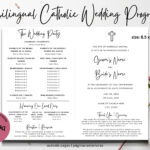 Bilingual Catholic Wedding Program Template Fully Editable Canva In Catholic Wedding Program Template Sample