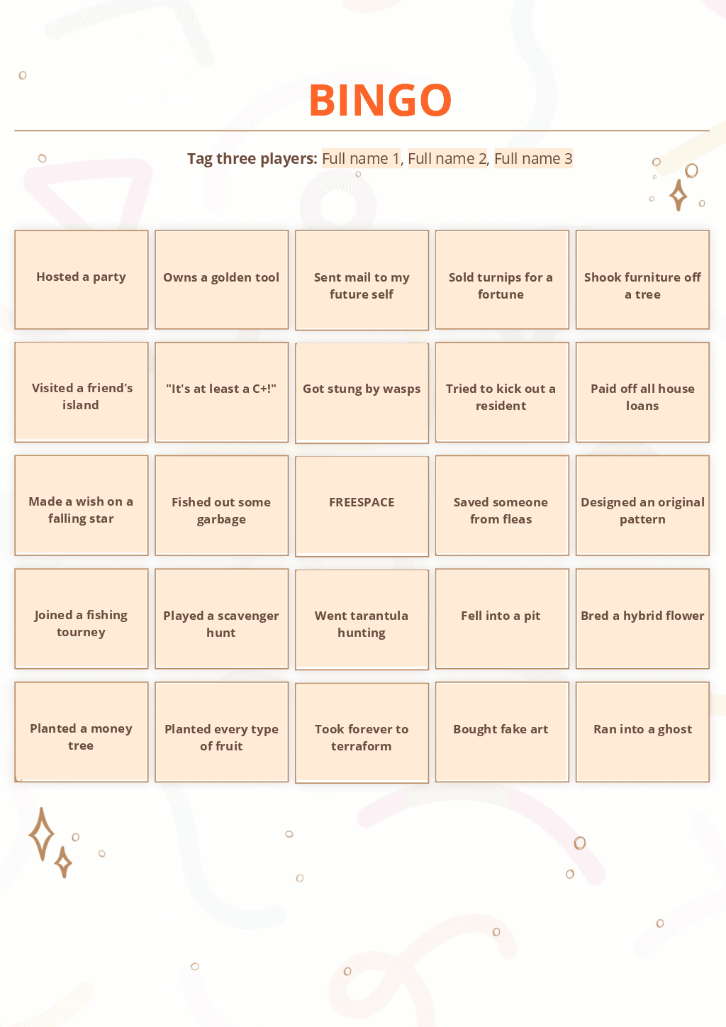 Bingo Card Template 1 | Onlyoffice regarding Sample Bingo Card Template