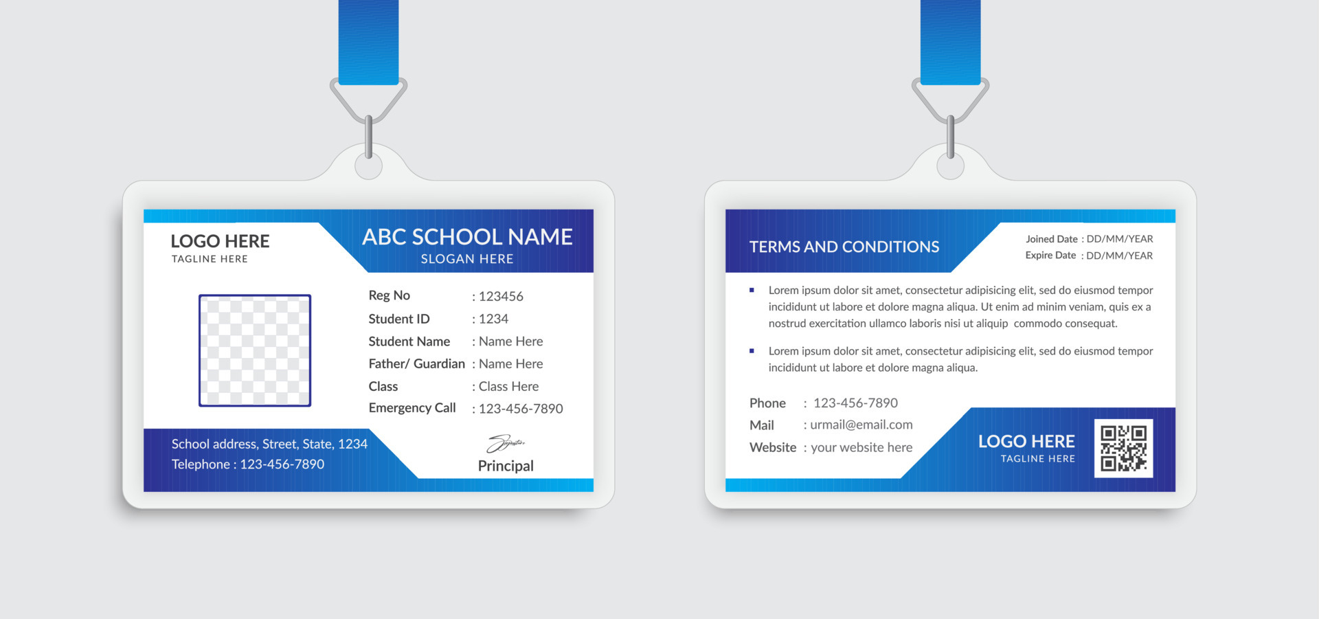 Blue School Id Card Template Design 6936001 Vector Art At Vecteezy throughout Student Id Card Template Sample