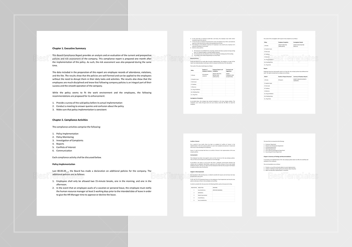 Board Compliance Report Template In Word, Apple Pages throughout Compliance Report Sample Template