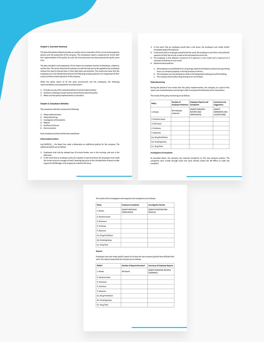 Board Compliance Report Template In Word, Pages, Google Docs regarding Compliance Report Sample Template